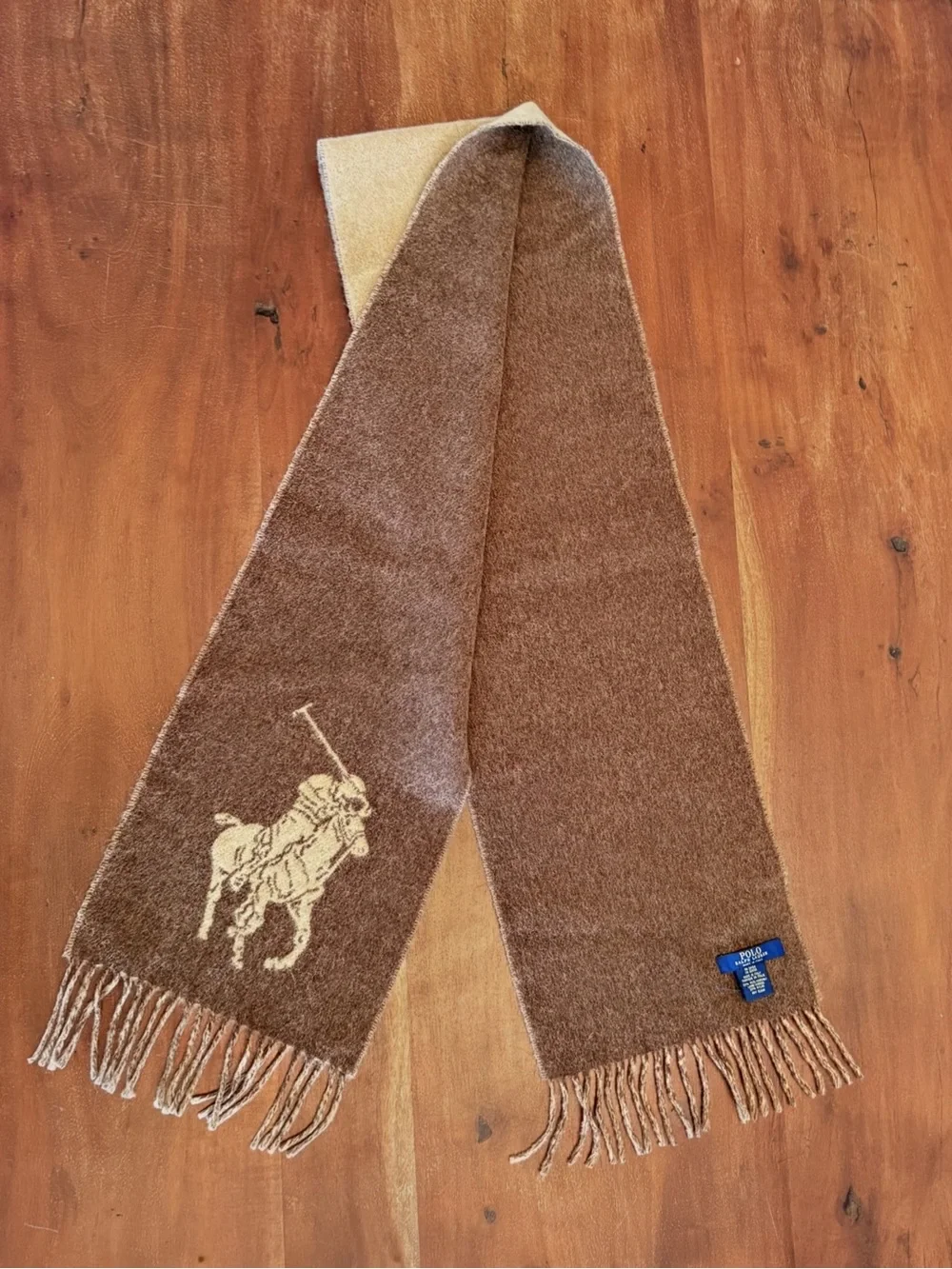 NWOT Polo Ralph Lauren Reversable Wool Polo Logo Scarf Equestrian Preppy Fall